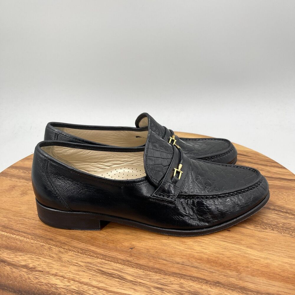 Alessandro Feliciomi Loafers Womens Size 8.5 Black Leather Slip On Dress Shoes
